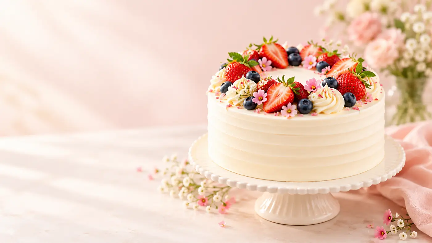 Berry-topped celebration cake
